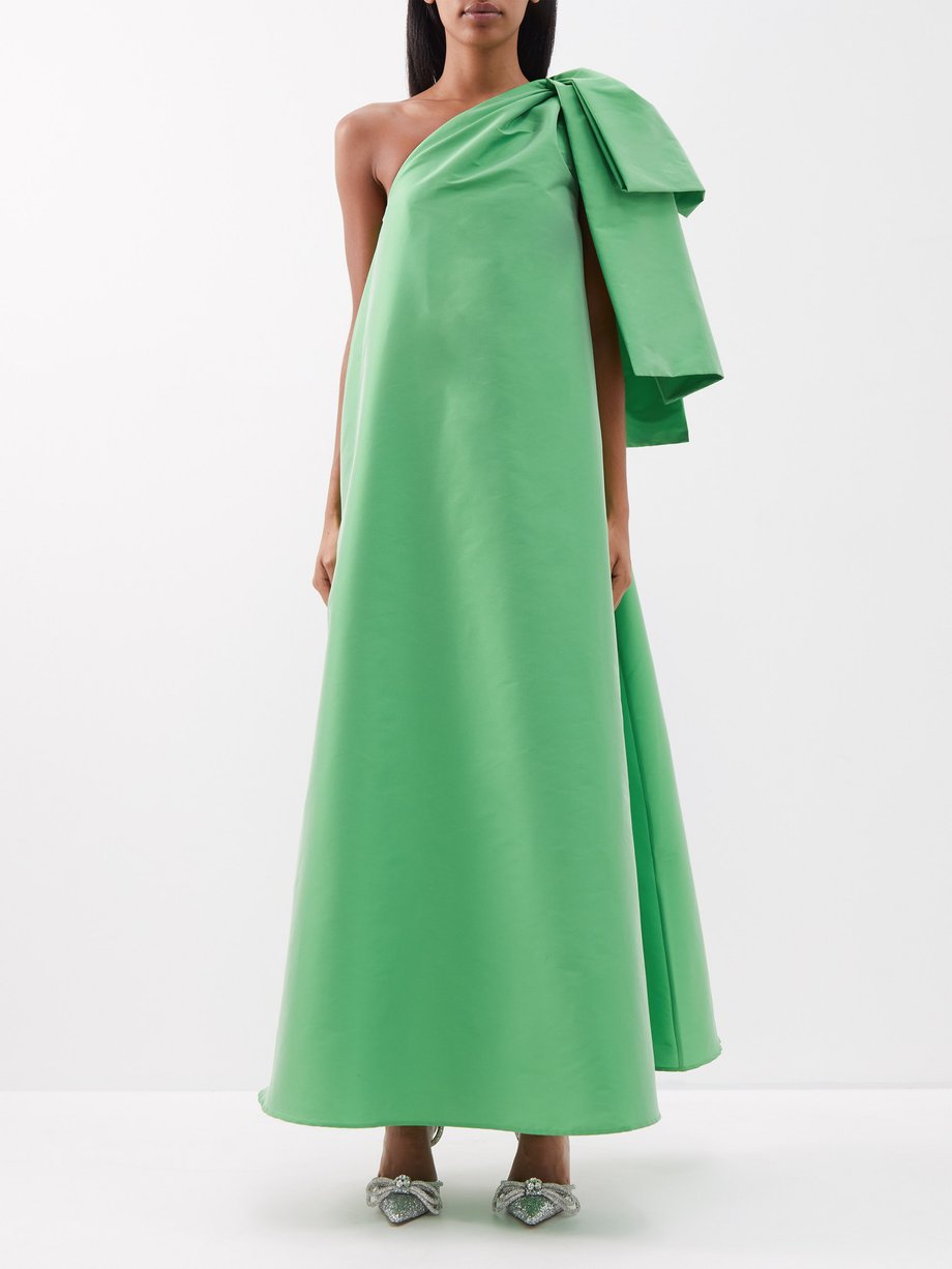Green Winne one-shoulder taffeta gown | BERNADETTE | MATCHES UK