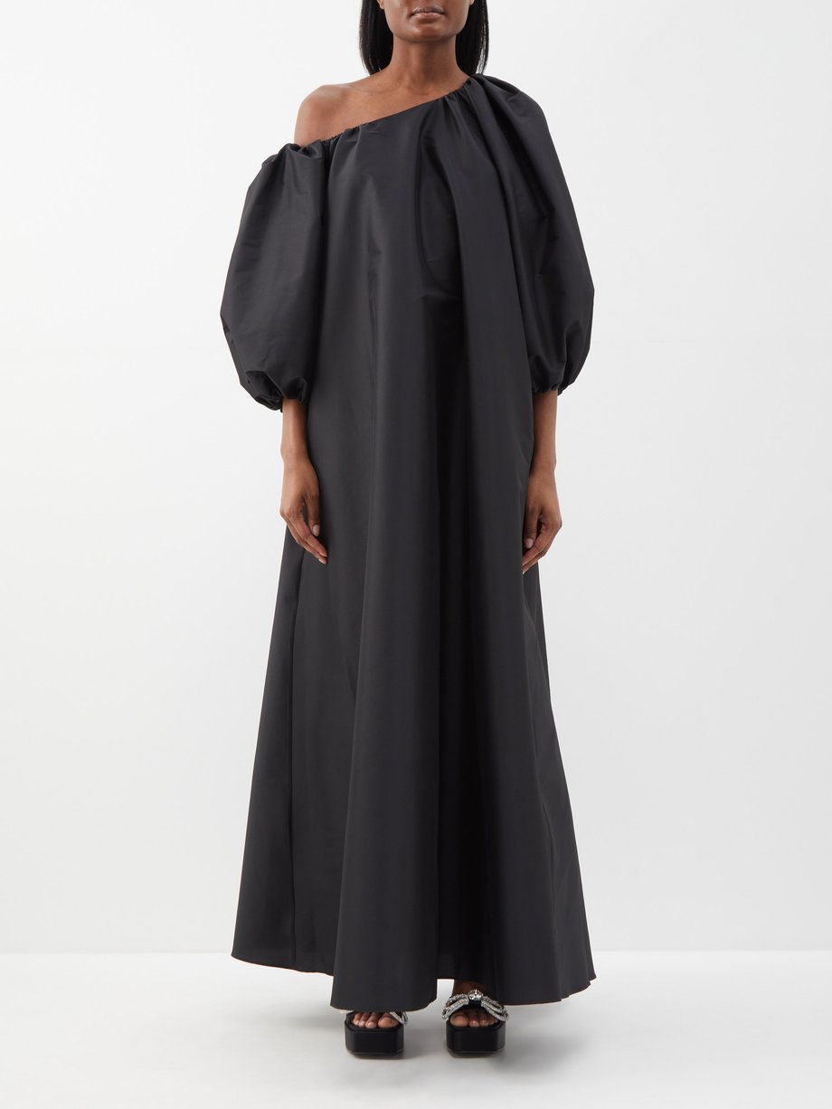 Black Nathalie one-shoulder taffeta gown | BERNADETTE | MATCHES UK