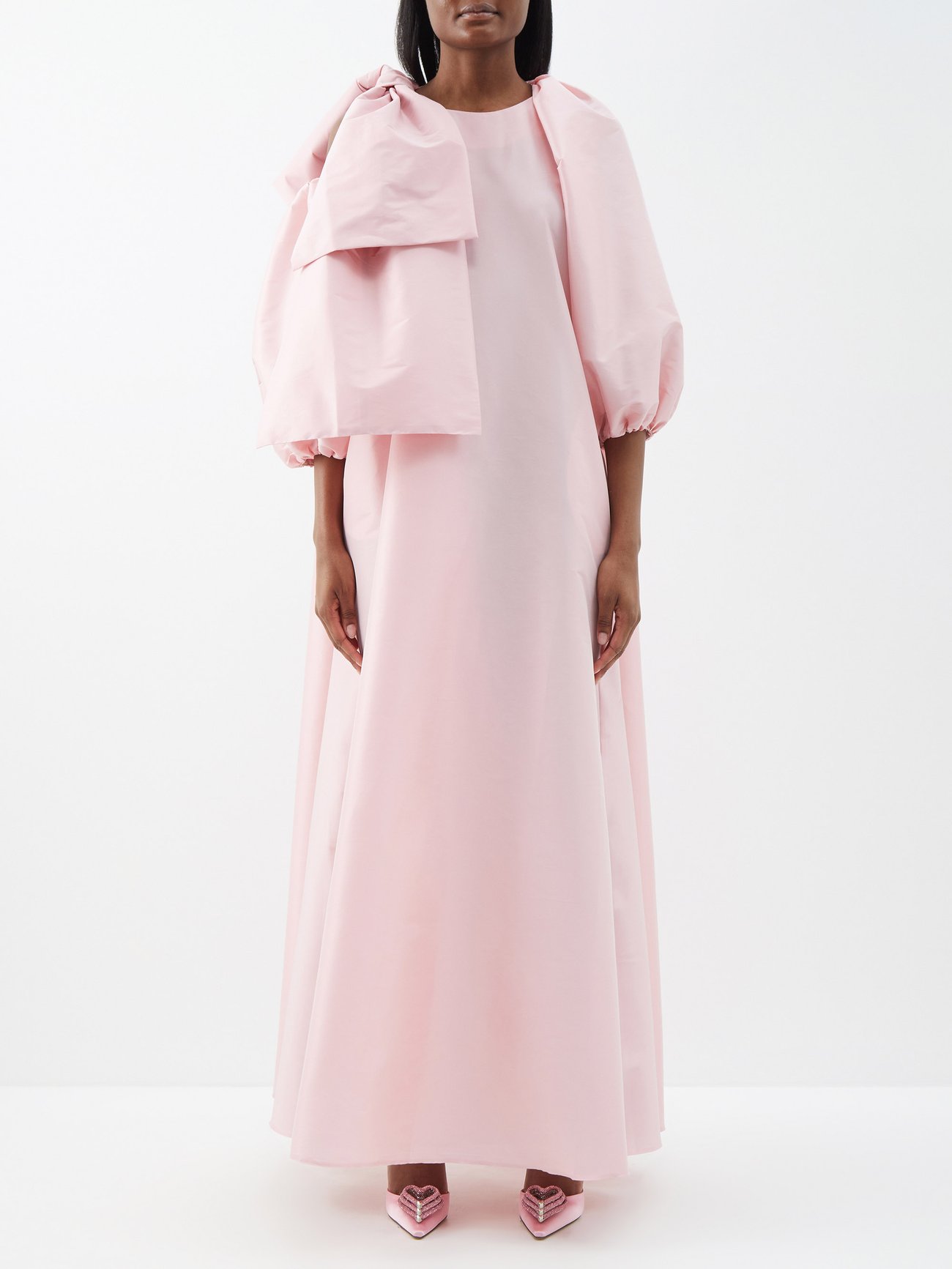 Pink Victoria cutout-shoulder bow taffeta gown | BERNADETTE | MATCHES UK