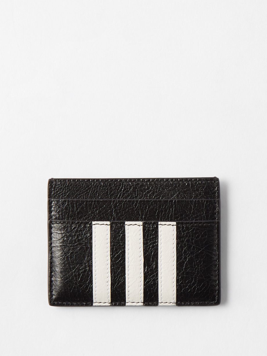 Black X adidas trefoil-logo crinkled-leather cardholder | Balenciaga |  MATCHES US
