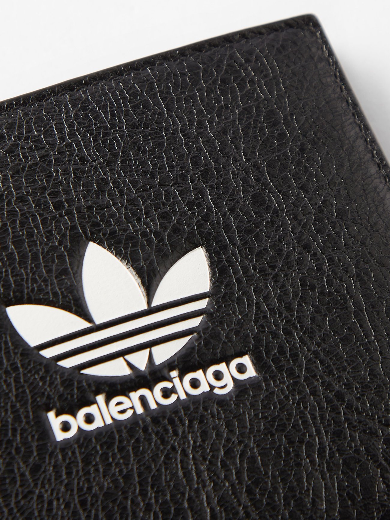 Black X adidas trefoil-logo crinkled-leather wallet | Balenciaga | MATCHES  UK