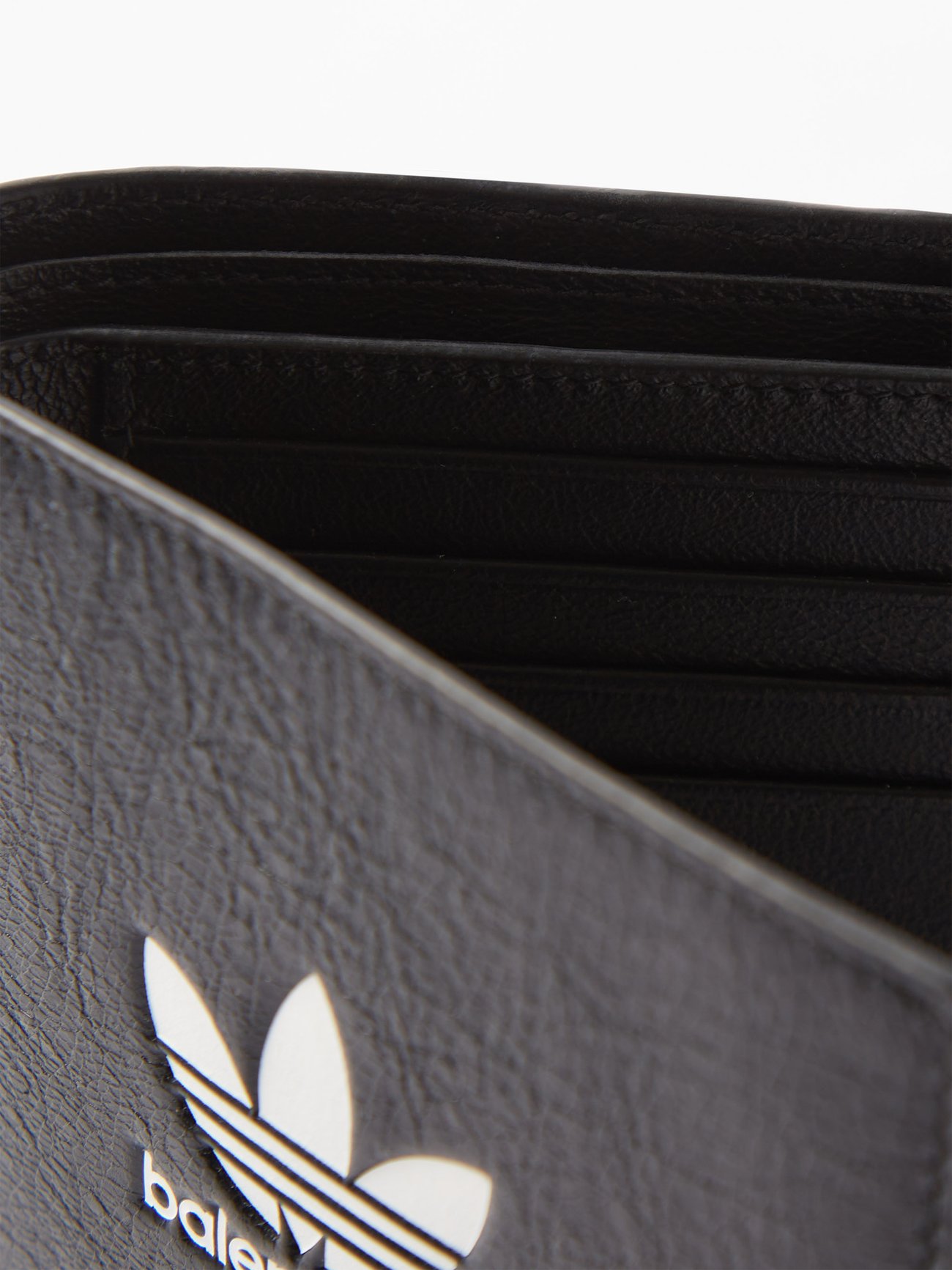 Black X adidas trefoil-logo crinkled-leather wallet | Balenciaga | MATCHES  UK