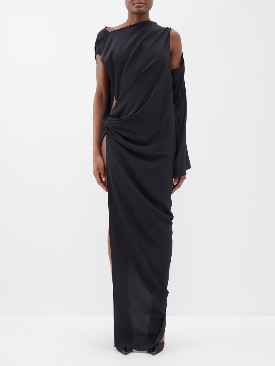 Black Edfu open-side draped crepe gown | Rick Owens | MATCHESFASHION UK