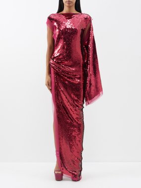 Rick Owens Edfu side-slit sequinned tulle gown