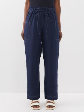 Casa Raki Barbara organic-linen elasticated-waist trousers