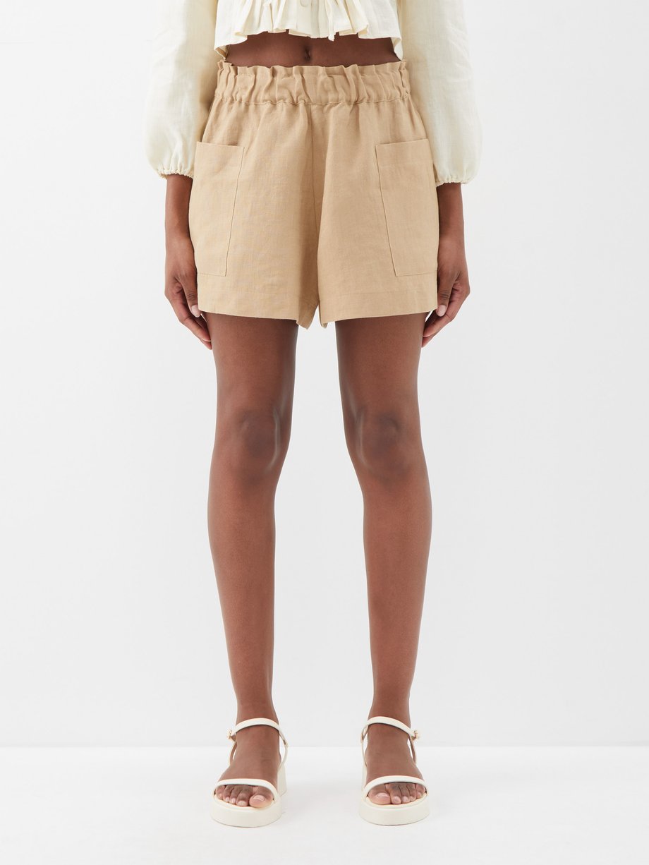 Beige Emilia organic-linen shorts | Casa Raki | MATCHESFASHION UK