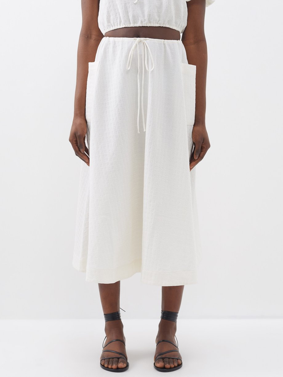 White Sol organic-cotton midi skirt | Casa Raki | MATCHES UK