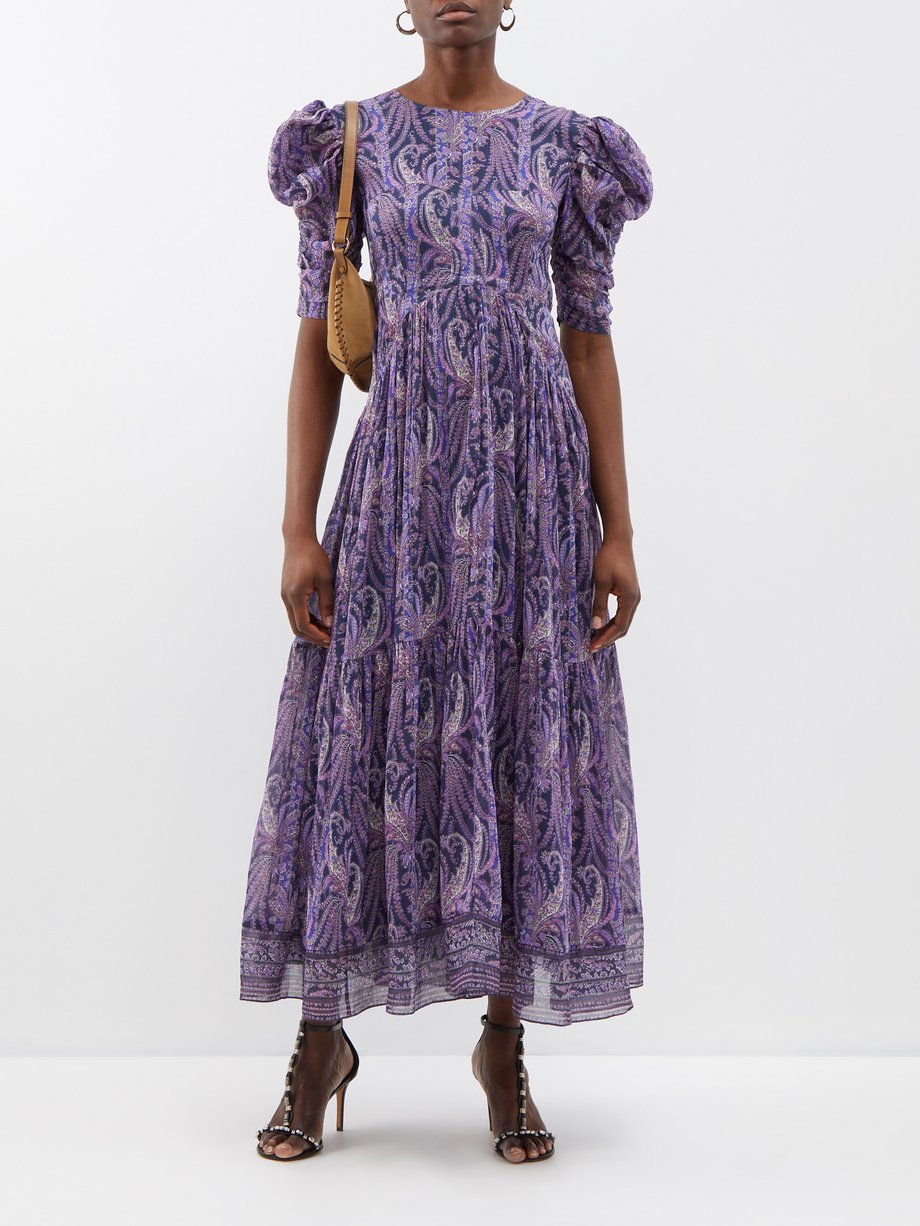 Purple Bealisa paisley-print cotton-blend dress