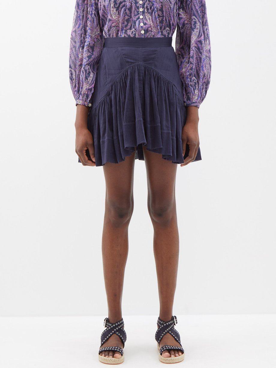film binær eftertænksom Blue Kadavu gathered-pleat cotton-blend mini skirt | Isabel Marant |  MATCHESFASHION US