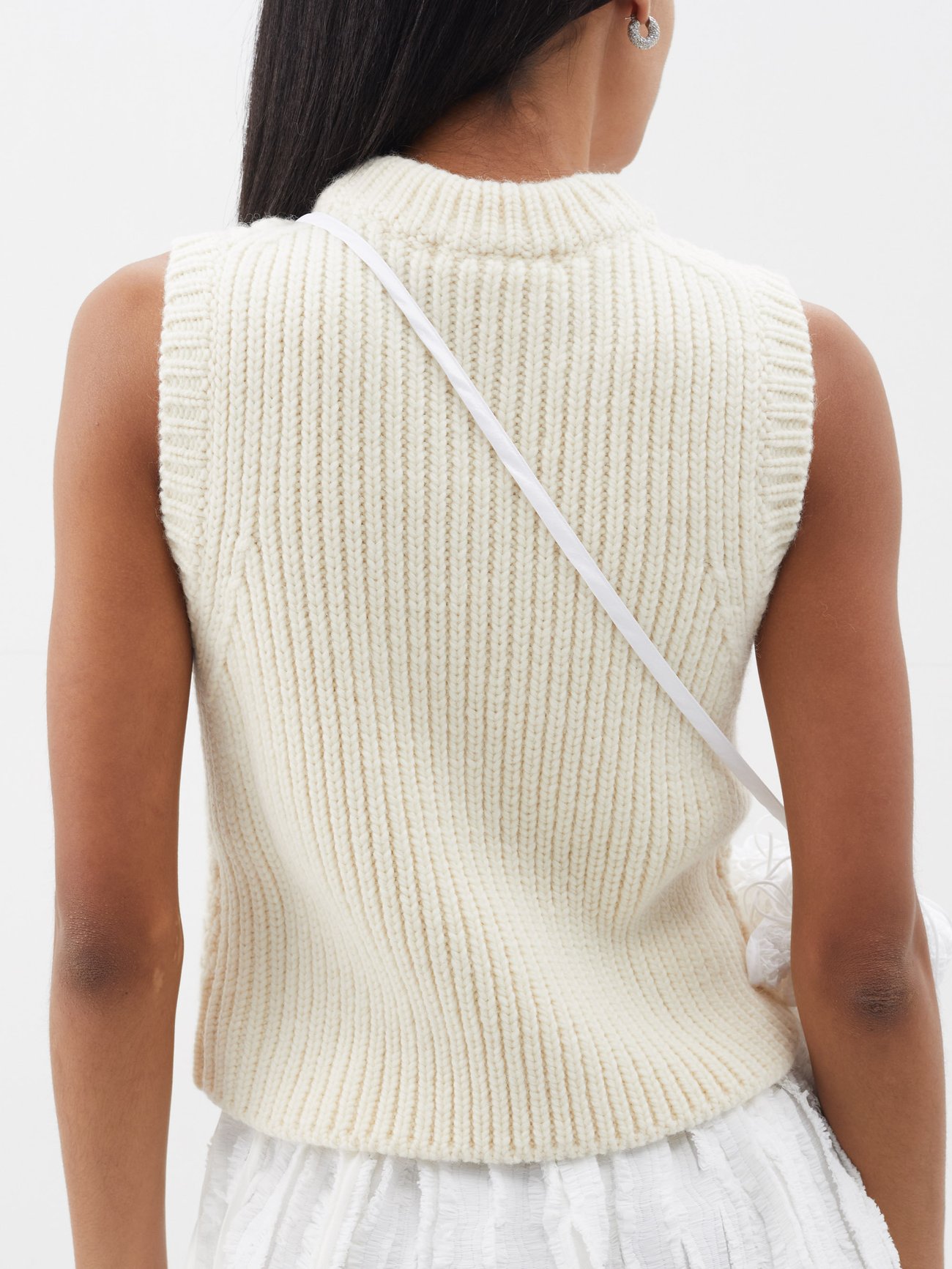 White Hannah cable-knit wool-blend sweater vest | Cecilie Bahnsen