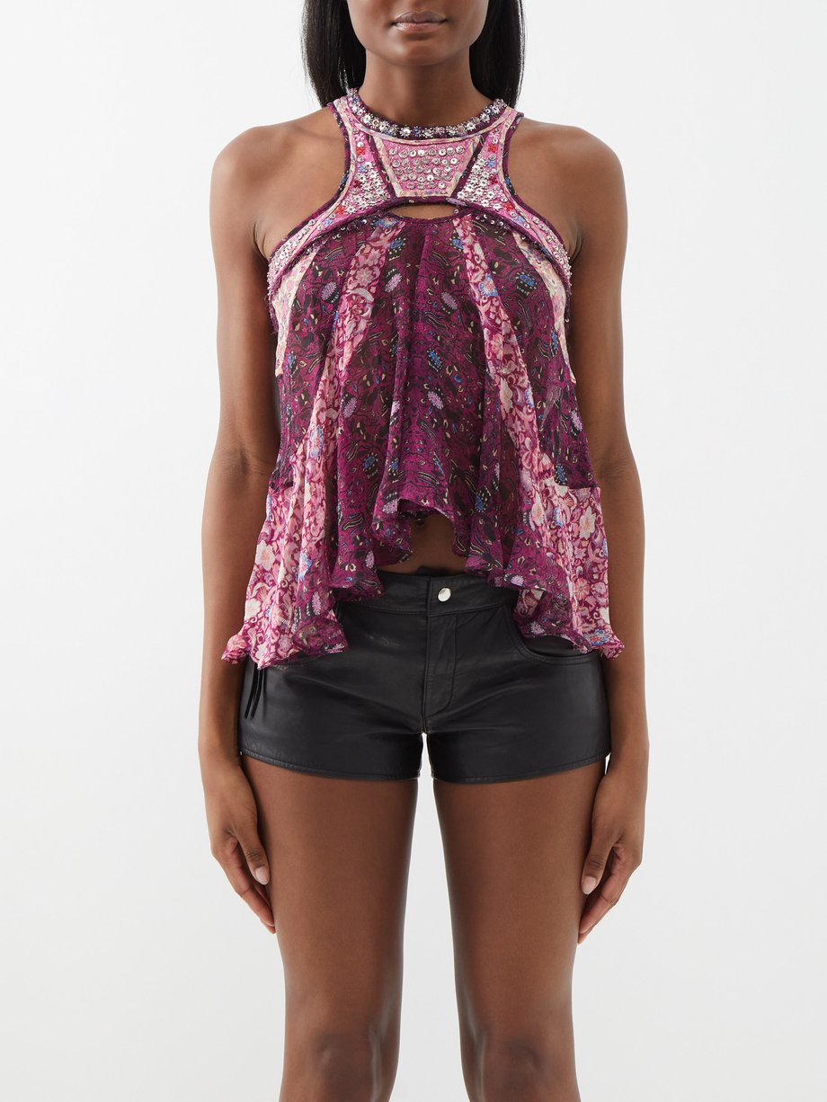 Pink Onyle printed silk-georgette top | Isabel Marant | MATCHESFASHION AU