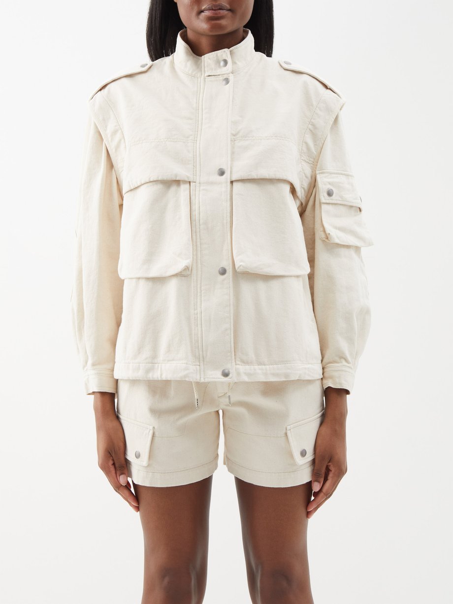 Ecru Edine detachable-sleeve cotton-canvas jacket | Isabel Marant ...