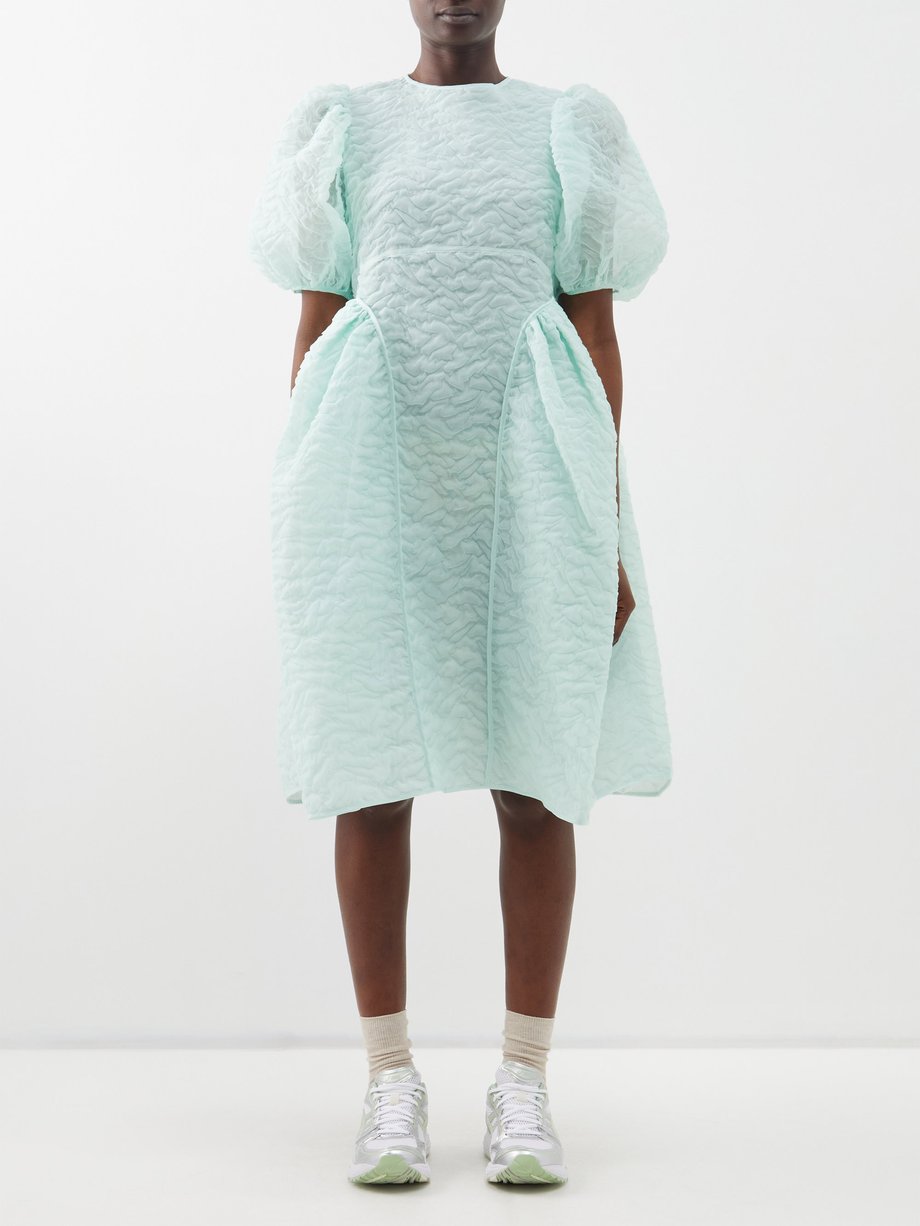Green Fonda Nimbus puff-sleeve cotton-blend dress | Cecilie Bahnsen ...