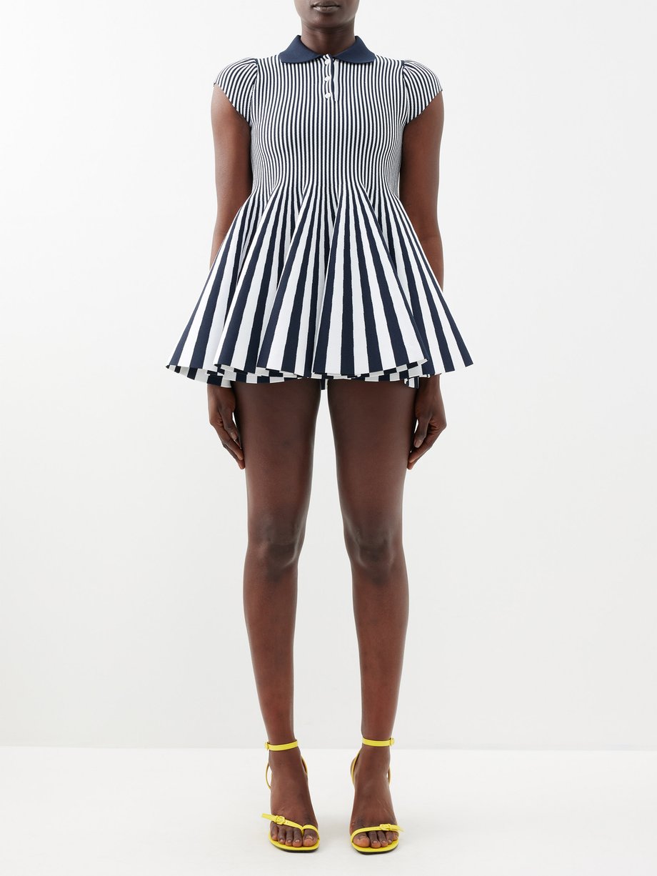 Blue Striped A-line knit mini dress | LOEWE | MATCHESFASHION UK