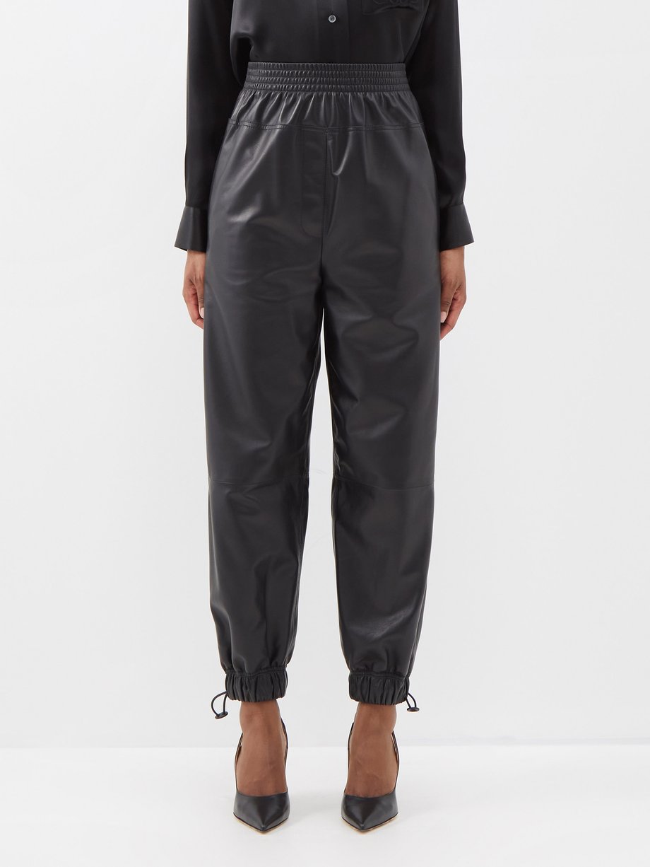 Black Tapered leather trousers | LOEWE | MATCHES UK