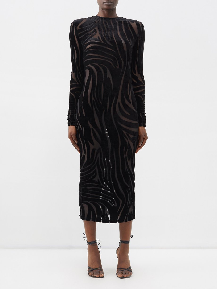 Black Zebra-devoré midi dress | Versace | MATCHESFASHION UK