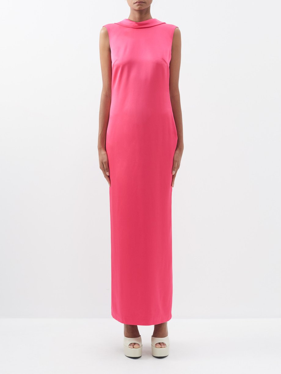 Pink Cowl-back satin gown | Versace | MATCHES UK