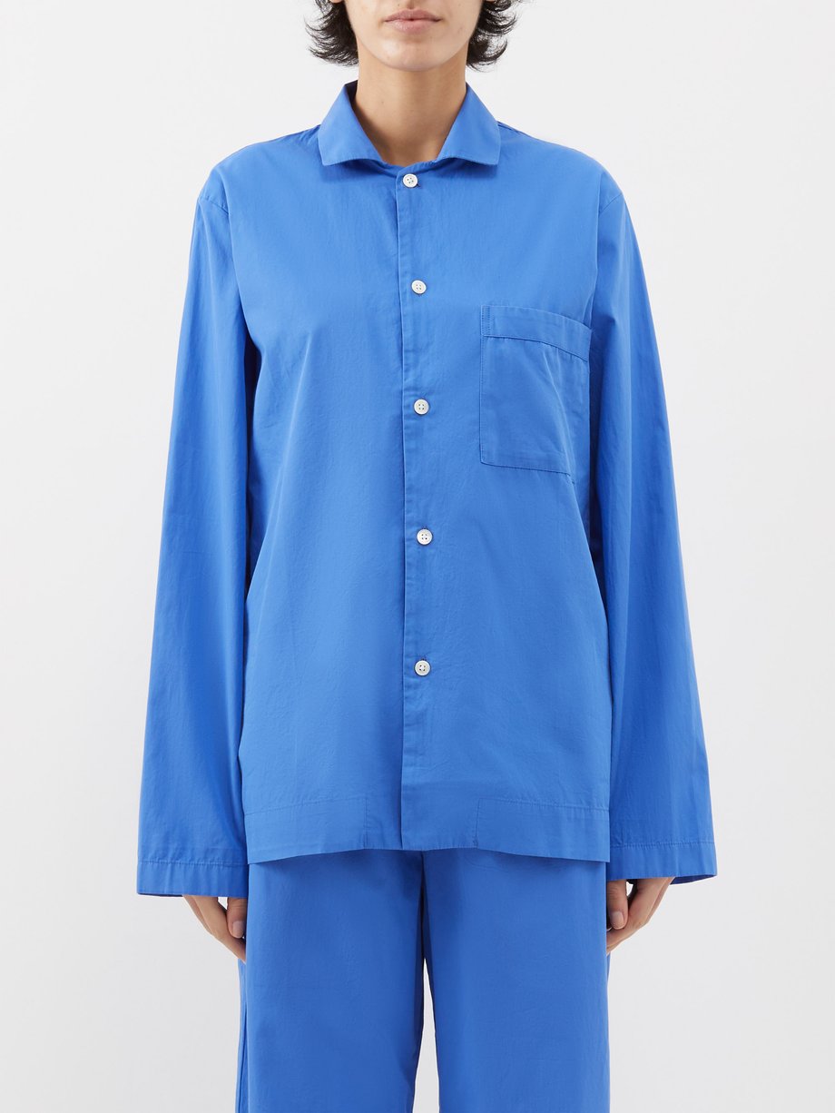 Tekla Poplin Pyjama Shorts Light Blue at