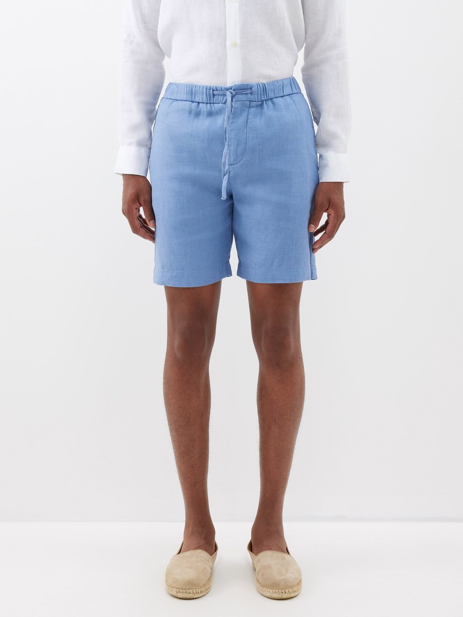Blue Felipe drawstring-waist linen-blend shorts | Frescobol Carioca ...