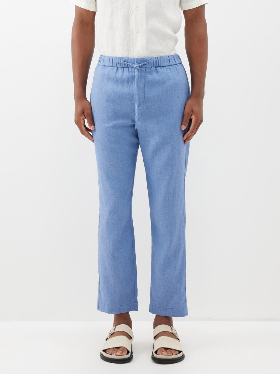 Blue Oscar drawstring-waist linen trousers, Frescobol Carioca
