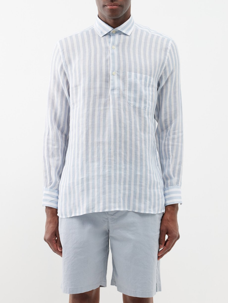 White Porto striped linen shirt | Frescobol Carioca | MATCHES UK
