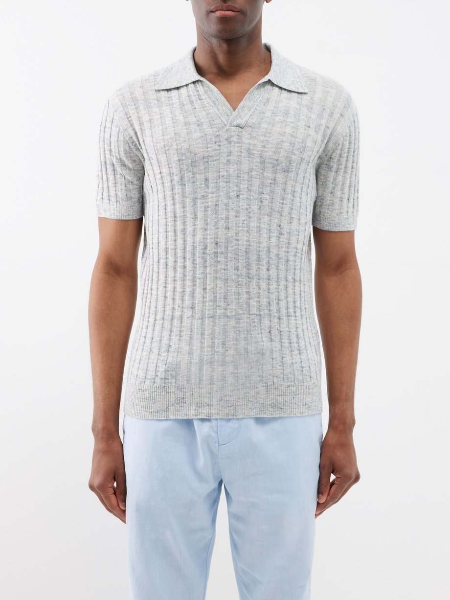 Grey Rino open-collar cotton-blend polo shirt | Frescobol Carioca ...