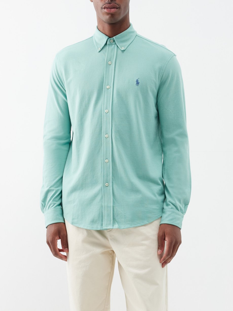 Green Brushed-cotton Oxford shirt | Polo Ralph Lauren | MATCHES UK