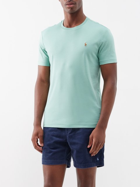 Green Logo-embroidered cotton-jersey T-shirt | Polo Ralph Lauren
