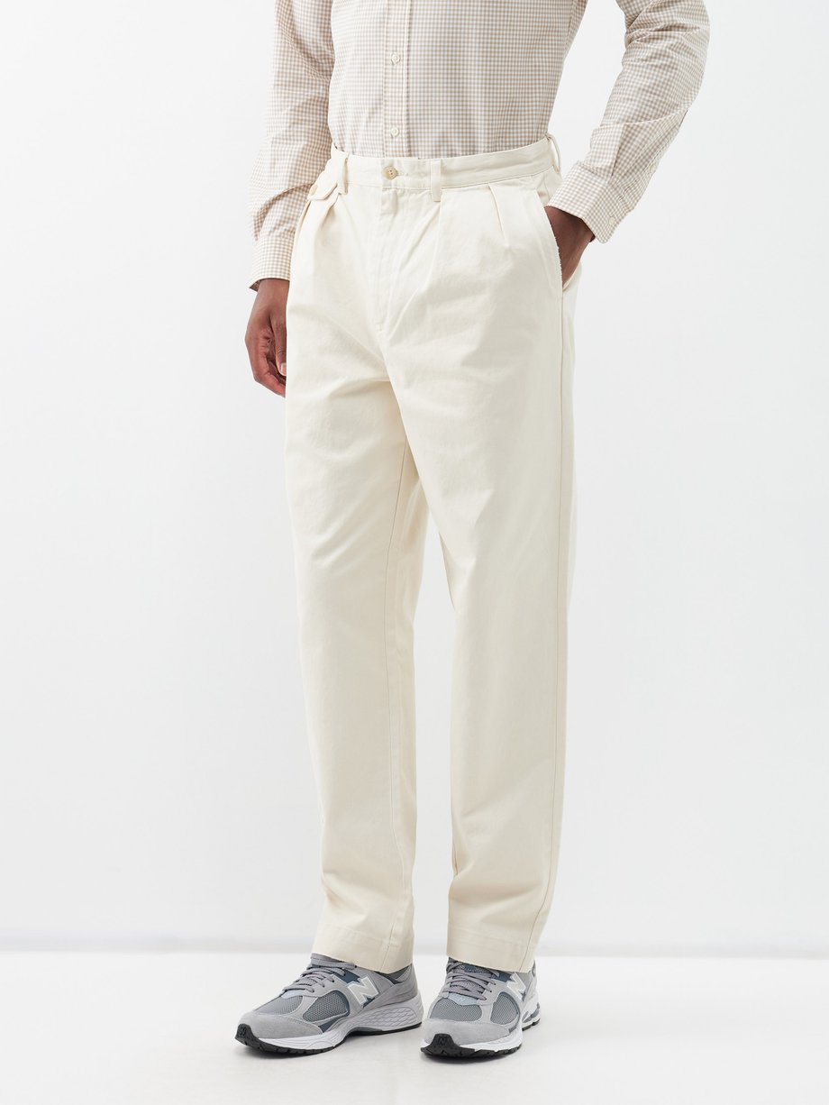 White Pleated cotton chino trousers | Polo Ralph Lauren | MATCHES UK