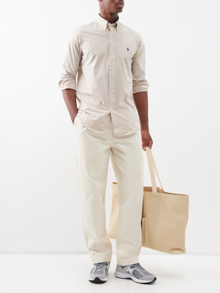 PLEATED COTTON - LINEN TROUSERS - Oyster-white