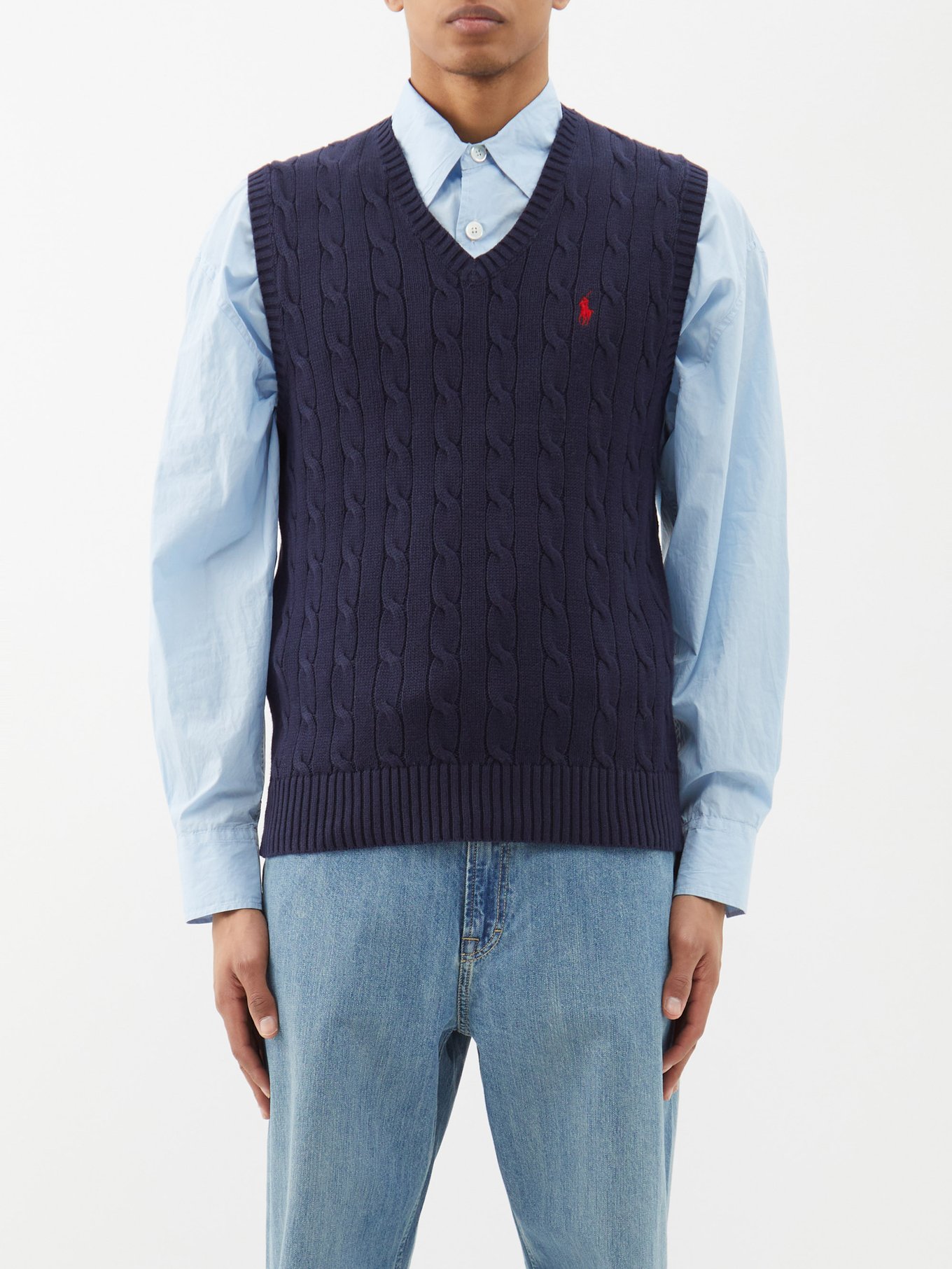 Polo Ralph Lauren ポロ ラルフ ローレン cotton sweater vest ネイビー｜MATCHESFASHION（マッチズファッション)