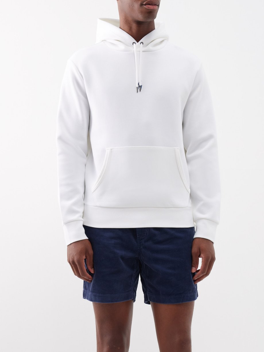 White Logo-embroidered cotton-blend hoodie | Polo Ralph Lauren | MATCHES UK