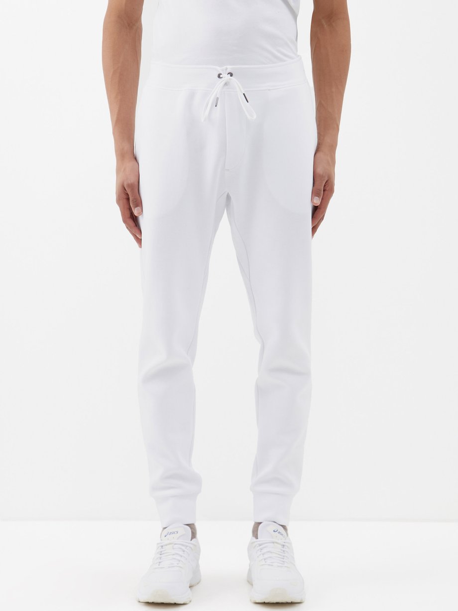 White Cotton-blend jersey track pants, Polo Ralph Lauren