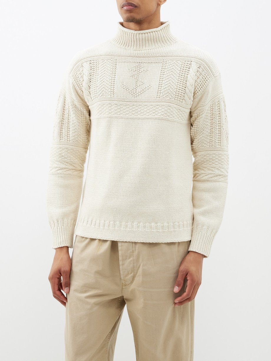 Neutral Anchor-intarsia cotton-blend sweater | Polo Ralph Lauren ...