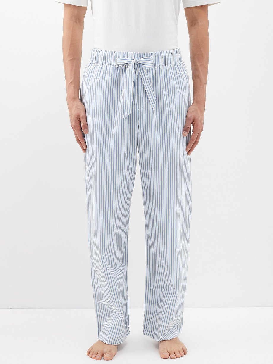 Amita Brushed Cotton Blend Pyjama Trousers | Blue/Ecru Stripe | hush