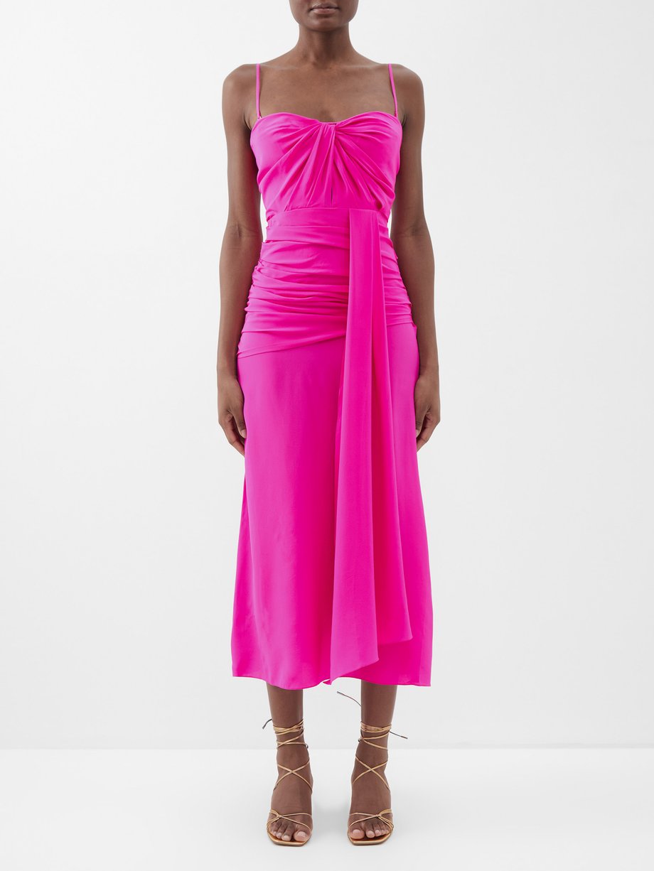 Pink Blush Orchard draped silk midi dress | Johanna Ortiz | MATCHES UK