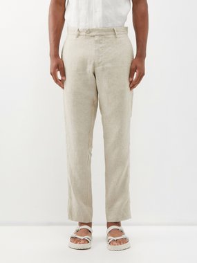 Frescobol Carioca Affonso flat-front linen trousers