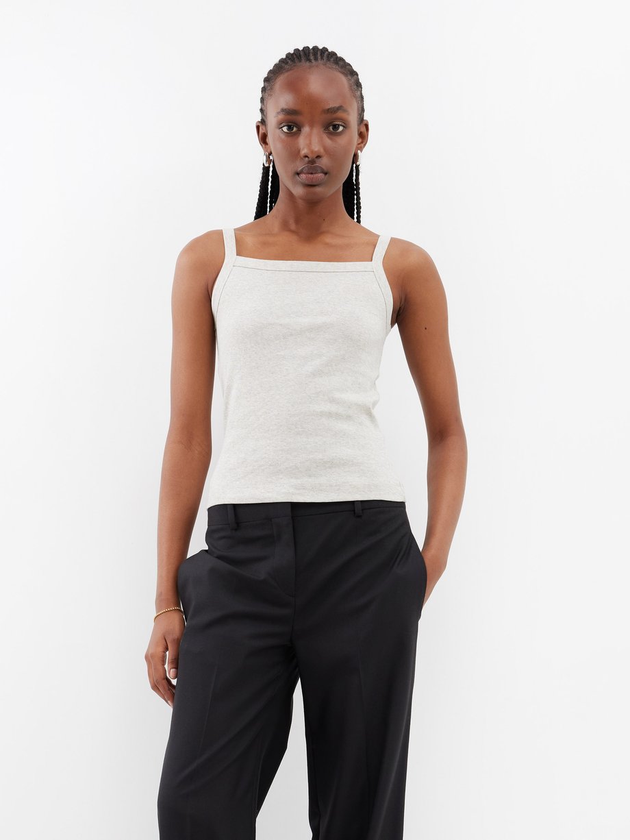 Grey May square-neck organic-cotton tank top, FLORE FLORE
