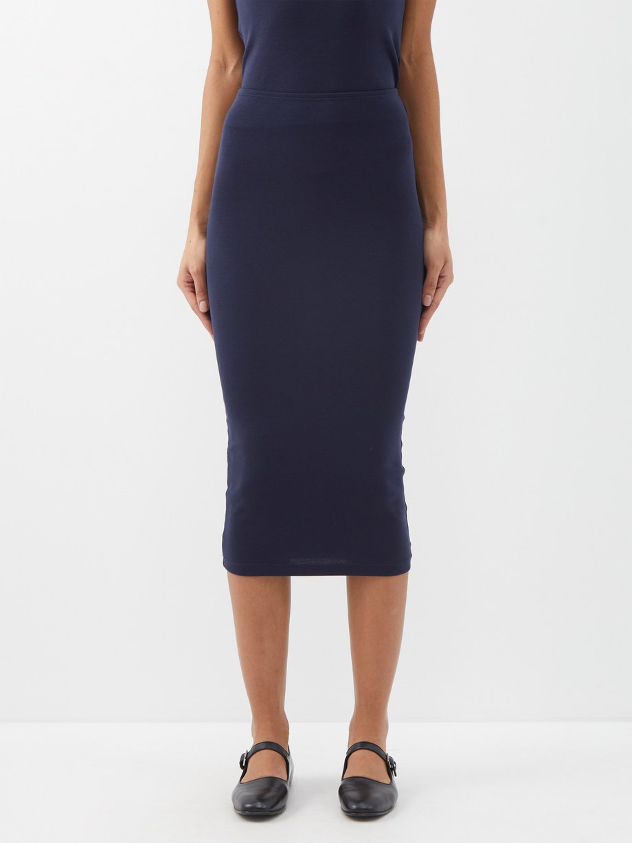 Navy Liv organic-cotton midi skirt | FLORE FLORE | MATCHESFASHION US