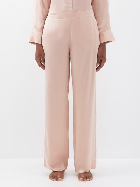 Pink London sandwashed silk pyjama trousers Asceno MATCHES UK