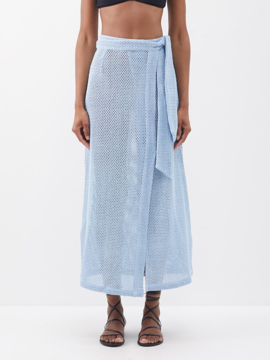Blue Citrine cotton-crochet wrap skirt | Boteh | MATCHESFASHION US