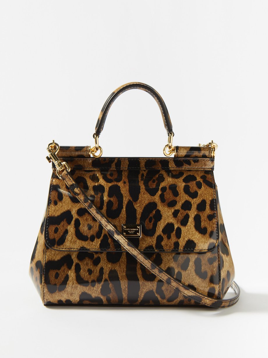 Brown Sicily small leopard-print leather handbag | Dolce & Gabbana ...
