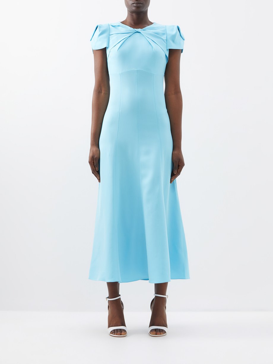 Blue Cap-sleeve cady midi dress | Roland Mouret | MATCHESFASHION UK