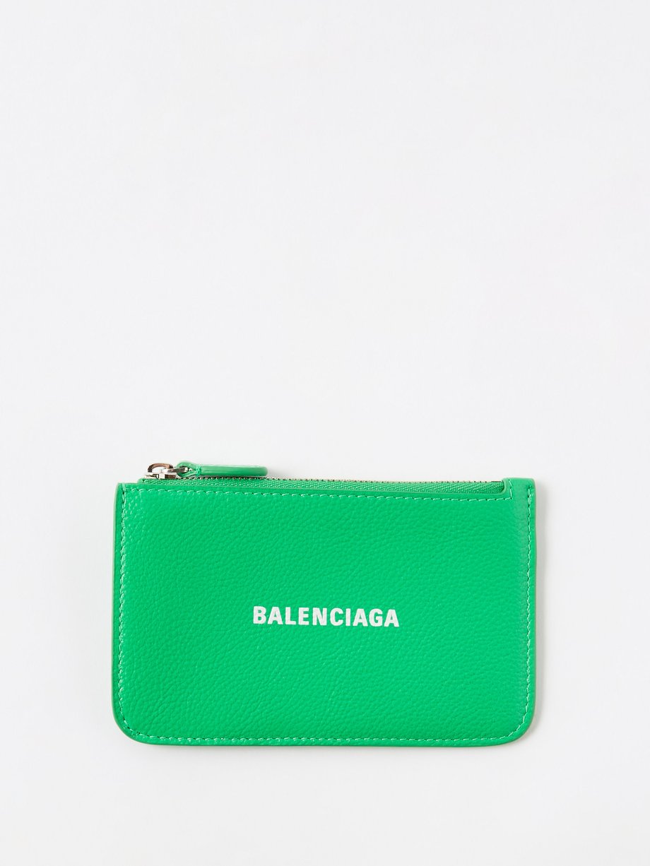 Balenciaga バレンシアガ キャッシュ ファスナー レザーカードケース グリーン｜MATCHESFASHION（マッチズファッション)