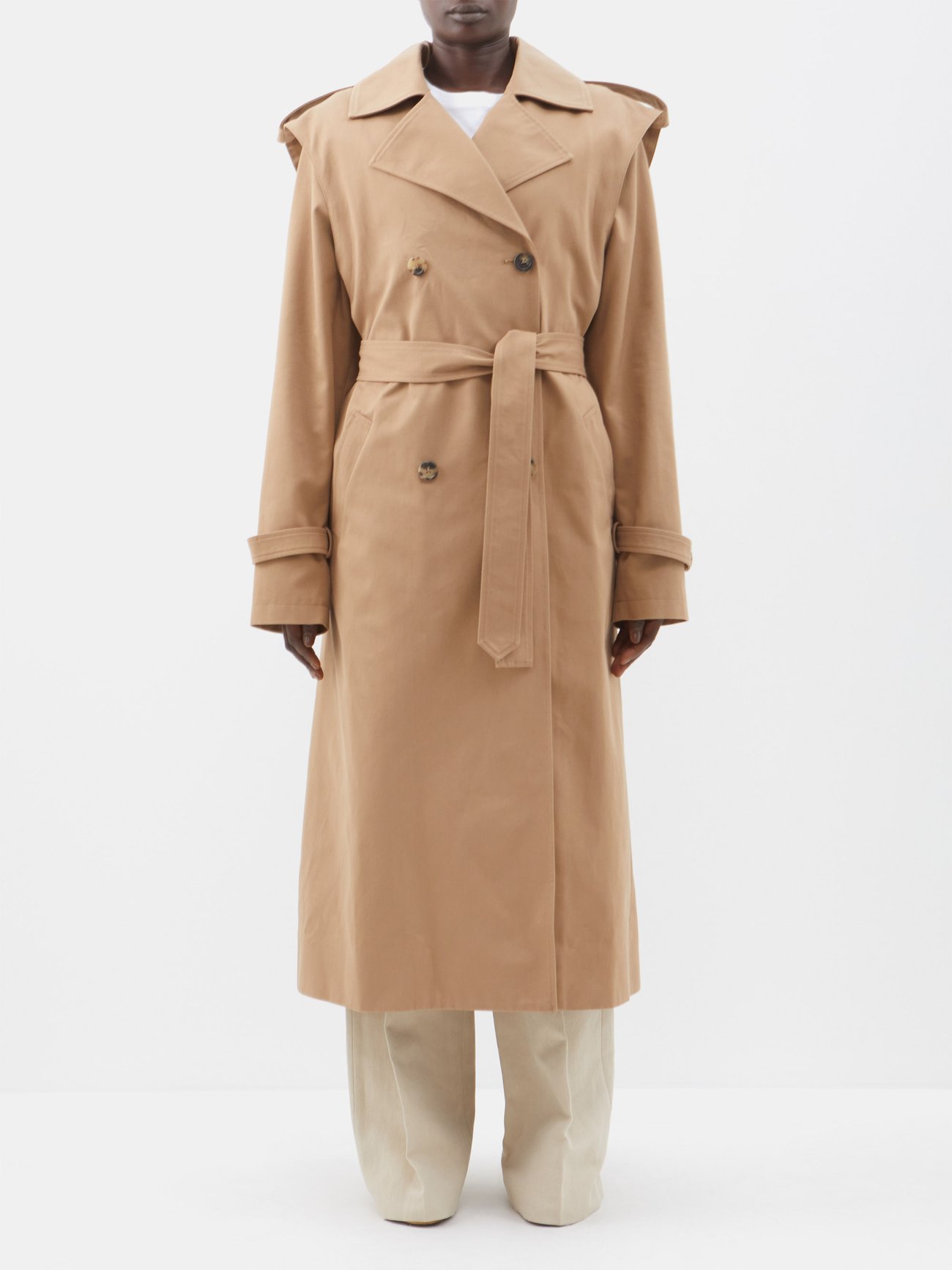 Roopal detachable-sleeve cotton trench coat