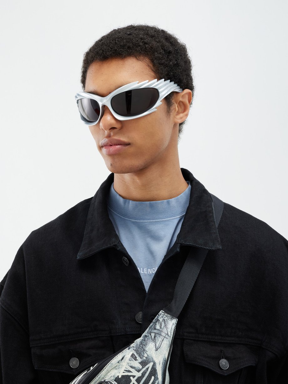 Silver Spike D-frame acetate sunglasses | Balenciaga | MATCHESFASHION US