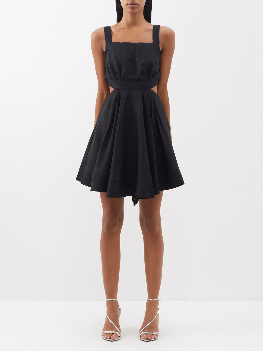 Black Clara tie-back linen-blend mini dress, Aje
