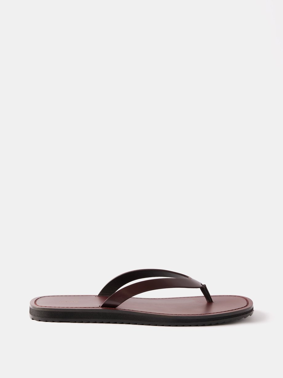 Burgundy City leather flip flops | The Row | MATCHES UK