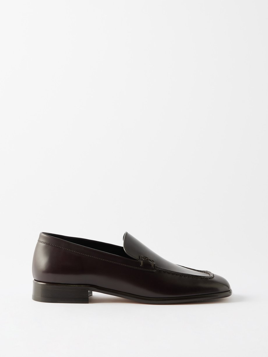 Burgundy Mensy leather loafers | The Row | MATCHES UK