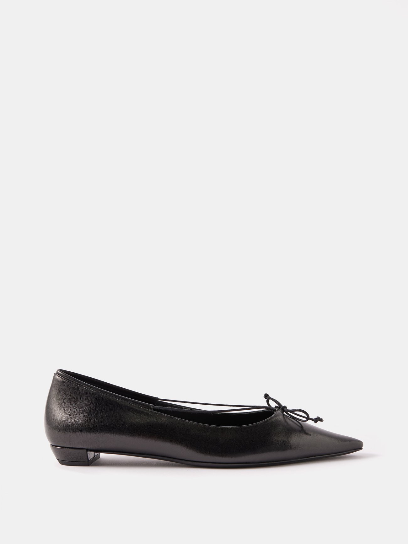 Black Claudette bow leather ballet flats | The Row | MATCHES UK